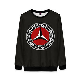 Женский свитшот 3D с принтом Mercedes-Benz , 100% полиэстер с мягким внутренним слоем | круглый вырез горловины, мягкая резинка на манжетах и поясе, свободная посадка по фигуре | car | germany | logo | make | mercedes benz | автомобиль | германия | логотип | марка | мерседес бенц