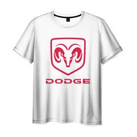 Мужская футболка 3D с принтом Dodge , 100% полиэфир | прямой крой, круглый вырез горловины, длина до линии бедер | 