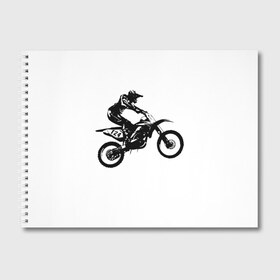 Альбом для рисования с принтом Мотокросс , 100% бумага
 | матовая бумага, плотность 200 мг. | motocross | motorcycle | motorcyclist | silhouette | speed | stencil | мотокросс | мотоцикл | мотоциклист | силуэт | скорость | трафарет