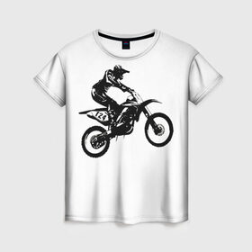 Женская футболка 3D с принтом Мотокросс , 100% полиэфир ( синтетическое хлопкоподобное полотно) | прямой крой, круглый вырез горловины, длина до линии бедер | motocross | motorcycle | motorcyclist | silhouette | speed | stencil | мотокросс | мотоцикл | мотоциклист | силуэт | скорость | трафарет