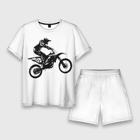 Мужской костюм с шортами 3D с принтом Мотокросс ,  |  | motocross | motorcycle | motorcyclist | silhouette | speed | stencil | мотокросс | мотоцикл | мотоциклист | силуэт | скорость | трафарет