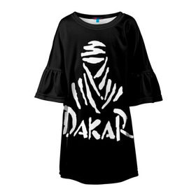 Детское платье 3D с принтом Dakar , 100% полиэстер | прямой силуэт, чуть расширенный к низу. Круглая горловина, на рукавах — воланы | dakar | desert | logo | race | rally | sign | гонки | дакар | знак | логотип | пустыня | ралли