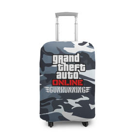 Чехол для чемодана 3D с принтом GTA Online: GUNRUNNING , 86% полиэфир, 14% спандекс | двустороннее нанесение принта, прорези для ручек и колес | auto | grand | gta | gta5 | rockstar | theft | гта | рокстар
