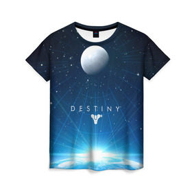 Женская футболка 3D с принтом Destiny , 100% полиэфир ( синтетическое хлопкоподобное полотно) | прямой крой, круглый вырез горловины, длина до линии бедер | destiny | destiny 2 | дестени | космос