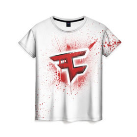 Женская футболка 3D с принтом cs:go - FaZe clan (White collection) , 100% полиэфир ( синтетическое хлопкоподобное полотно) | прямой крой, круглый вырез горловины, длина до линии бедер | Тематика изображения на принте: cs go | faze | white | кс го | фейз