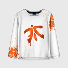 Детский лонгслив 3D с принтом cs:go - Fnatic (White collection) , 100% полиэстер | длинные рукава, круглый вырез горловины, полуприлегающий силуэт
 | Тематика изображения на принте: cs go | fnatic | кс го | фнатик