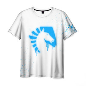 Мужская футболка 3D с принтом cs:go - Liquid team (White collection) , 100% полиэфир | прямой крой, круглый вырез горловины, длина до линии бедер | Тематика изображения на принте: 0x000000123 | cs go | liquid | white | кс го | ликвид