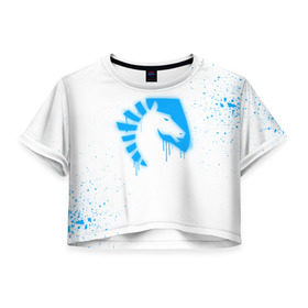 Женская футболка 3D укороченная с принтом cs:go - Liquid team (White collection) , 100% полиэстер | круглая горловина, длина футболки до линии талии, рукава с отворотами | Тематика изображения на принте: 0x000000123 | cs go | liquid | white | кс го | ликвид