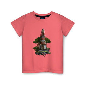 Детская футболка хлопок с принтом Маяк Пиксель-Арт , 100% хлопок | круглый вырез горловины, полуприлегающий силуэт, длина до линии бедер | 8bit | маяк | пиксели | романтика | свет | сказка | стимпанк | фантазия | фэнтези