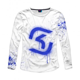 Женский лонгслив 3D с принтом cs:go - SK Gaming (White collection) , 100% полиэстер | длинные рукава, круглый вырез горловины, полуприлегающий силуэт | Тематика изображения на принте: 0x000000123 | cs go | sk | white | кс го