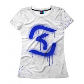 Женская футболка 3D с принтом cs:go - SK Gaming (White collection) , 100% полиэфир ( синтетическое хлопкоподобное полотно) | прямой крой, круглый вырез горловины, длина до линии бедер | 0x000000123 | cs go | sk | white | кс го