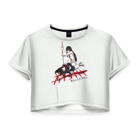Женская футболка 3D укороченная с принтом Kill la Kill , 100% полиэстер | круглая горловина, длина футболки до линии талии, рукава с отворотами | kill la kill | ryuko matoi | satsuki kiryuin | рюко матой | сацки кирюин