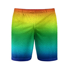Мужские шорты 3D спортивные с принтом Радуга (Витражный Градиент) ,  |  | gradient | rainbow | витраж | градиент | радуга