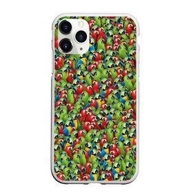 Чехол для iPhone 11 Pro Max матовый с принтом Попугаи , Силикон |  | ара | животные | паттрен | попугай | птицы | птички | текстура | тропики