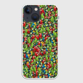 Чехол для iPhone 13 mini с принтом Попугаи ,  |  | ара | животные | паттрен | попугай | птицы | птички | текстура | тропики