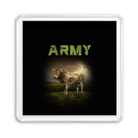 Магнит 55*55 с принтом Корова ARMY (армия) , Пластик | Размер: 65*65 мм; Размер печати: 55*55 мм | Тематика изображения на принте: 