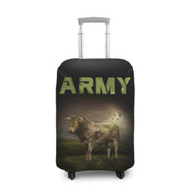 Чехол для чемодана 3D с принтом Корова ARMY (армия) , 86% полиэфир, 14% спандекс | двустороннее нанесение принта, прорези для ручек и колес | 
