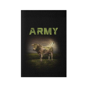 Обложка для паспорта матовая кожа с принтом Корова ARMY (армия) , натуральная матовая кожа | размер 19,3 х 13,7 см; прозрачные пластиковые крепления | 