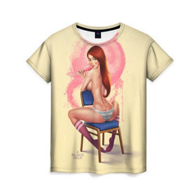 Женская футболка 3D с принтом Pin Up Pop Art Girl , 100% полиэфир ( синтетическое хлопкоподобное полотно) | прямой крой, круглый вырез горловины, длина до линии бедер | comics | girl | lollipop | pin up | pop art | арт | девочка | дизайн | конфетка | лолита | милая | мода | пафос | поп арт | сосательная | стиль | чупа чупс