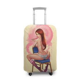 Чехол для чемодана 3D с принтом Pin Up Pop Art Girl , 86% полиэфир, 14% спандекс | двустороннее нанесение принта, прорези для ручек и колес | comics | girl | lollipop | pin up | pop art | арт | девочка | дизайн | конфетка | лолита | милая | мода | пафос | поп арт | сосательная | стиль | чупа чупс
