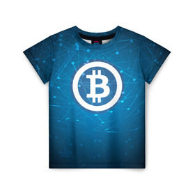Детская футболка 3D с принтом Bitcoin Blue - Биткоин , 100% гипоаллергенный полиэфир | прямой крой, круглый вырез горловины, длина до линии бедер, чуть спущенное плечо, ткань немного тянется | Тематика изображения на принте: bitcoin | ethereum | litecoin | биткоин | интернет | крипта | криптовалюта | лайткоин | майнинг | технологии | эфир