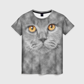 Женская футболка 3D с принтом Кот , 100% полиэфир ( синтетическое хлопкоподобное полотно) | прямой крой, круглый вырез горловины, длина до линии бедер | животные | кот | котенок | кошка