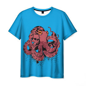 Мужская футболка 3D с принтом Осьминог , 100% полиэфир | прямой крой, круглый вырез горловины, длина до линии бедер | la piovra | octopus | кальмар | лапиовра | морепродукт | морской гад | октопус | осьминог | спрут