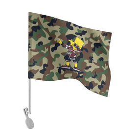 Флаг для автомобиля с принтом Dab Bart Simpson , 100% полиэстер | Размер: 30*21 см | Тематика изображения на принте: bart | dab | dabbin | simpsons | барт симпсон | даб | дэб | дэббинг | мультик | мультики | мультфильм | мультфильмы | симпсоны