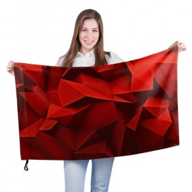 Флаг 3D с принтом Грани геометрии , 100% полиэстер | плотность ткани — 95 г/м2, размер — 67 х 109 см. Принт наносится с одной стороны | abstraction | абстракция | геометрия | грани | изгиб | красные | линии | полигоны | полосы | сочетания | текстура | треугольники