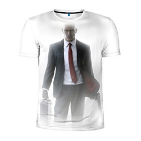 Мужская футболка 3D спортивная с принтом Hitman в тумане , 100% полиэстер с улучшенными характеристиками | приталенный силуэт, круглая горловина, широкие плечи, сужается к линии бедра | 
