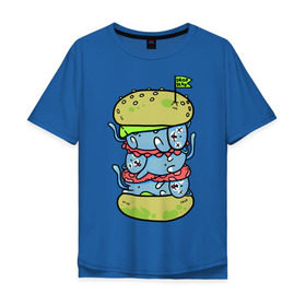 Мужская футболка хлопок Oversize с принтом drop dead , 100% хлопок | свободный крой, круглый ворот, “спинка” длиннее передней части | Тематика изображения на принте: burger | cat | citty | hamburger | бургер | гамбургер | кот | кошка