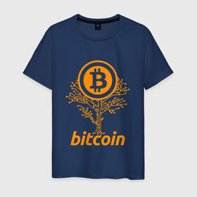 Мужская футболка хлопок с принтом Bitcoin Tree - Дерево Биткоин , 100% хлопок | прямой крой, круглый вырез горловины, длина до линии бедер, слегка спущенное плечо. | bitcoin | blockchain | tree | биткоин | блокчейн | валюта | деньги | дерево | крипто | криптовалюта | майнинг | технологии