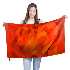 Флаг 3D с принтом Orange geometry , 100% полиэстер | плотность ткани — 95 г/м2, размер — 67 х 109 см. Принт наносится с одной стороны | abstraction | абстракция | геометрия | грани | линии | полигоны | сочетания | текстура | треугольники