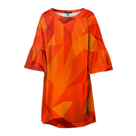 Детское платье 3D с принтом Orange geometry , 100% полиэстер | прямой силуэт, чуть расширенный к низу. Круглая горловина, на рукавах — воланы | abstraction | абстракция | геометрия | грани | линии | полигоны | сочетания | текстура | треугольники
