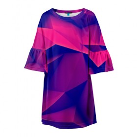 Детское платье 3D с принтом Violet polygon , 100% полиэстер | прямой силуэт, чуть расширенный к низу. Круглая горловина, на рукавах — воланы | 3d | abstraction | абстракция | геометрия | грани | линии | полигоны | розовый | сочетания | текстура | треугольники | фиолетовый