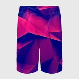 Детские спортивные шорты 3D с принтом Violet polygon ,  100% полиэстер
 | пояс оформлен широкой мягкой резинкой, ткань тянется
 | 3d | abstraction | абстракция | геометрия | грани | линии | полигоны | розовый | сочетания | текстура | треугольники | фиолетовый