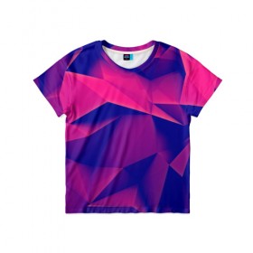 Детская футболка 3D с принтом Violet polygon , 100% гипоаллергенный полиэфир | прямой крой, круглый вырез горловины, длина до линии бедер, чуть спущенное плечо, ткань немного тянется | 3d | abstraction | абстракция | геометрия | грани | линии | полигоны | розовый | сочетания | текстура | треугольники | фиолетовый