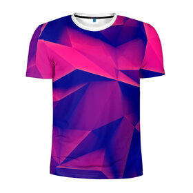 Мужская футболка 3D спортивная с принтом Violet polygon , 100% полиэстер с улучшенными характеристиками | приталенный силуэт, круглая горловина, широкие плечи, сужается к линии бедра | 3d | abstraction | абстракция | геометрия | грани | линии | полигоны | розовый | сочетания | текстура | треугольники | фиолетовый