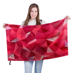 Флаг 3D с принтом Розовые грани , 100% полиэстер | плотность ткани — 95 г/м2, размер — 67 х 109 см. Принт наносится с одной стороны | abstraction | polygon | абстракция | геометрия | грани | линии | полигоны | розовый | сочетания | текстура | треугольники