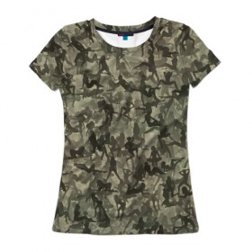 Женская футболка 3D с принтом Камуфляж , 100% полиэфир ( синтетическое хлопкоподобное полотно) | прямой крой, круглый вырез горловины, длина до линии бедер | go go | девушка | милитари | паттрен | силуэт | текстура | хаки