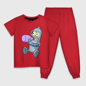 Детская пижама хлопок с принтом Lil Bender , 100% хлопок |  брюки и футболка прямого кроя, без карманов, на брюках мягкая резинка на поясе и по низу штанин
 | Тематика изображения на принте: bender | futurama | бендер | зойдберг | космос | футурама