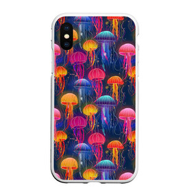 Чехол для iPhone XS Max матовый с принтом Медузы , Силикон | Область печати: задняя сторона чехла, без боковых панелей | лето | медузы | море | океан. рыбы | подводный мир