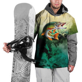 Накидка на куртку 3D с принтом Удача , 100% полиэстер |  | Тематика изображения на принте: вода | река | рыба | рыбак | рыбалка | щука