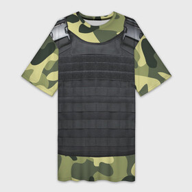 Платье-футболка 3D с принтом Бронежилет + камуфляж ,  |  | 23февраля | 9 мая | csgo | бронежилет | варфейс | военные | игры | ксго | лучшее