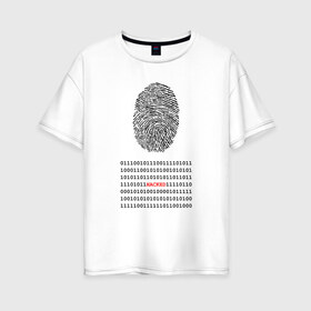 Женская футболка хлопок Oversize с принтом Hacked , 100% хлопок | свободный крой, круглый ворот, спущенный рукав, длина до линии бедер
 | code | developer | hacker | взлом | кодер | отпечаток | прогер | программирование | хакер