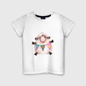 Детская футболка хлопок с принтом Барашек , 100% хлопок | круглый вырез горловины, полуприлегающий силуэт, длина до линии бедер | Тематика изображения на принте: 