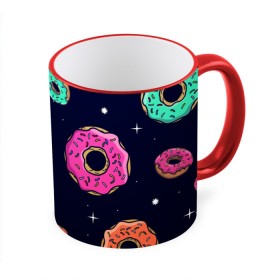 Кружка 3D с принтом Black Milk Космические Пончики , керамика | ёмкость 330 мл | black milk | donut | donuts | space | the simpsons | trend | глазурь | дизайн | еда | звезда | звёзды | космос | мода | пончик | симпсоны | симсоны | сладкий | стиль | тренд | узор
