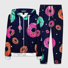 Мужской костюм 3D с принтом Black Milk Космические Пончики , 100% полиэстер | Манжеты и пояс оформлены тканевой резинкой, двухслойный капюшон со шнурком для регулировки, карманы спереди | black milk | donut | donuts | space | the simpsons | trend | глазурь | дизайн | еда | звезда | звёзды | космос | мода | пончик | симпсоны | симсоны | сладкий | стиль | тренд | узор