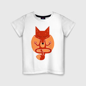 Детская футболка хлопок с принтом Inner Fox , 100% хлопок | круглый вырез горловины, полуприлегающий силуэт, длина до линии бедер | Тематика изображения на принте: fox | йога | лис | лиса | медитация