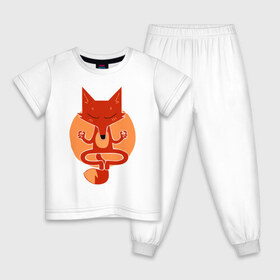 Детская пижама хлопок с принтом Inner Fox , 100% хлопок |  брюки и футболка прямого кроя, без карманов, на брюках мягкая резинка на поясе и по низу штанин
 | Тематика изображения на принте: fox | йога | лис | лиса | медитация
